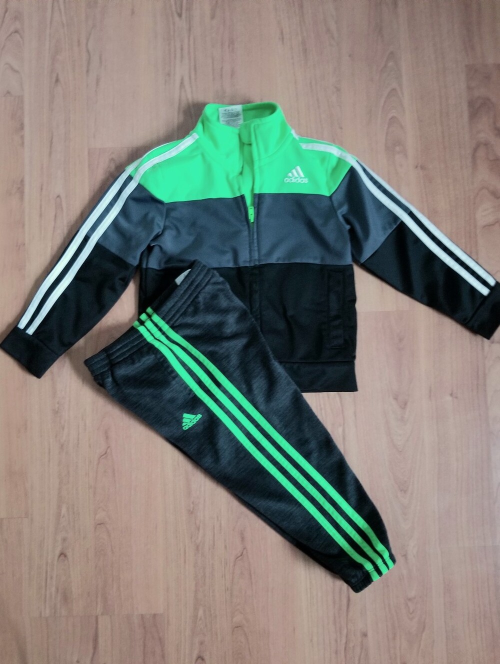 Adidas Kids Neon Green, Gray & Black Boys Set